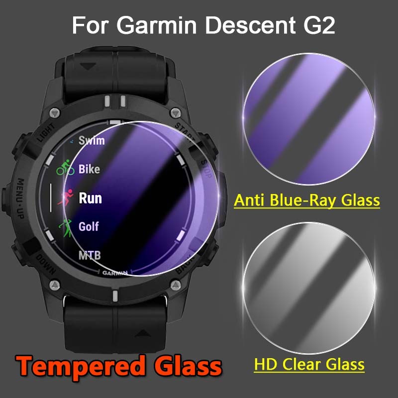 2-6 ชิ้นสําหรับ Garmin Descent G2 SmartWatch 2.5D Ultra Slim Clear/Anti Purple Light 9H Tough กระจกนิรภัยป้องกันหน้าจอฟิล์ม