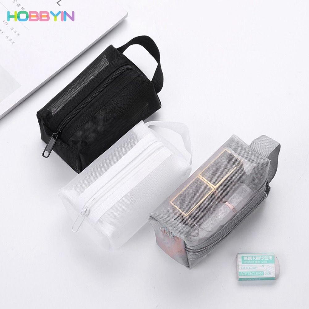 HOBBYIN กระเป๋าใส่เหรียญ ตาข่าย ทรงสี่เหลี่ยม มีซิป ขนาดเล็ก ระบายอากาศ ความจุขนาดใหญ่ แบบพกพา น้ําหนักเบา