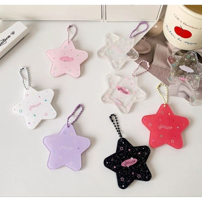 ส่งด่วน! พวงกุญแจดาว พวงกุญแจกรอบรูป ที่ใส่บัตรกลิตเตอร์ งาน DIY ใส่รูปได้ งานสวยงานเกาหลีลายน่ารัก - รูปที่ 5