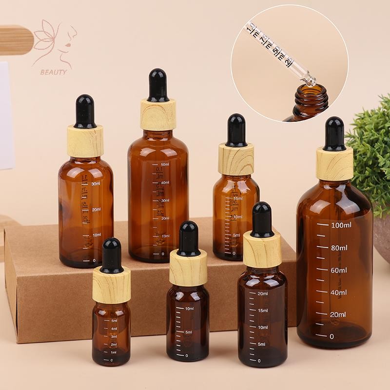 [maybeauty] ขวดหยด 5 มล.-100 มล. พร้อมสเกล Reagent Eye Drop แก้วสีเหลืองอําพันอโรมาเธอราพีขวดปิเปตขวดรีฟิลเดินทาง {TH}