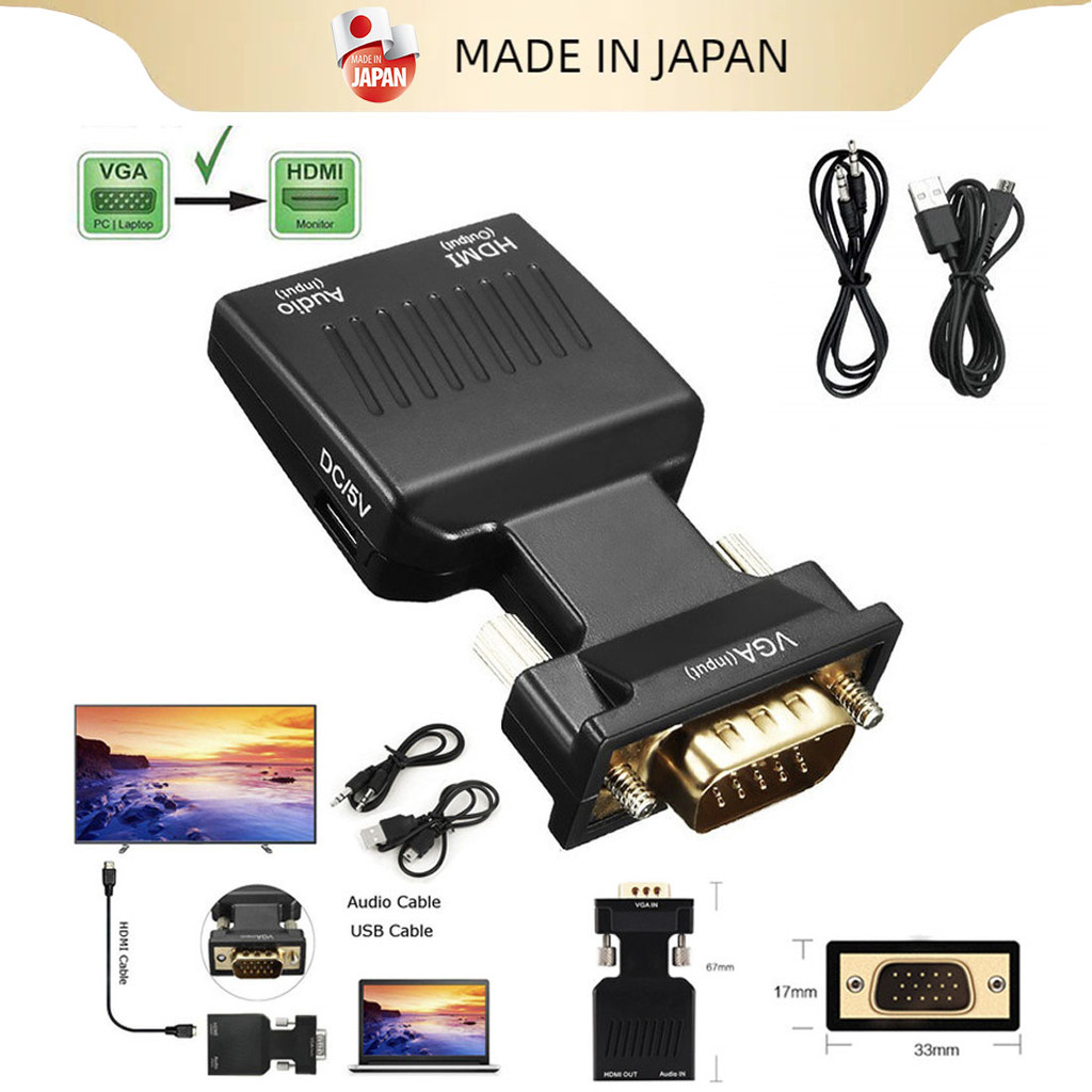 1080P VGA to HDMI Video Converter Adapter with Mini USB Power Cable 3.5mm Audio Cable vga2hdmi for HDTV  PC