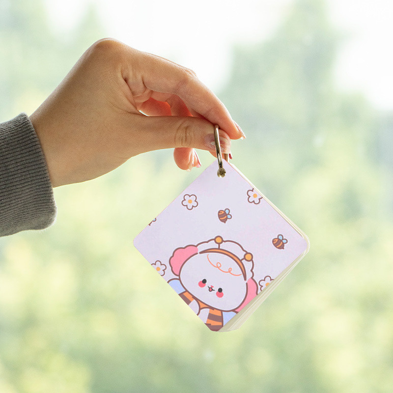 สมุดจดศัพท์ พร้อมห่วงแกะได้ 80 แผ่น 📚ขนาด 7x7 cm📚 ปกลายการ์ตูนน่ารัก กระดาษโน๊ต สมุดจดคำศัพท์ - รูปที่ 3