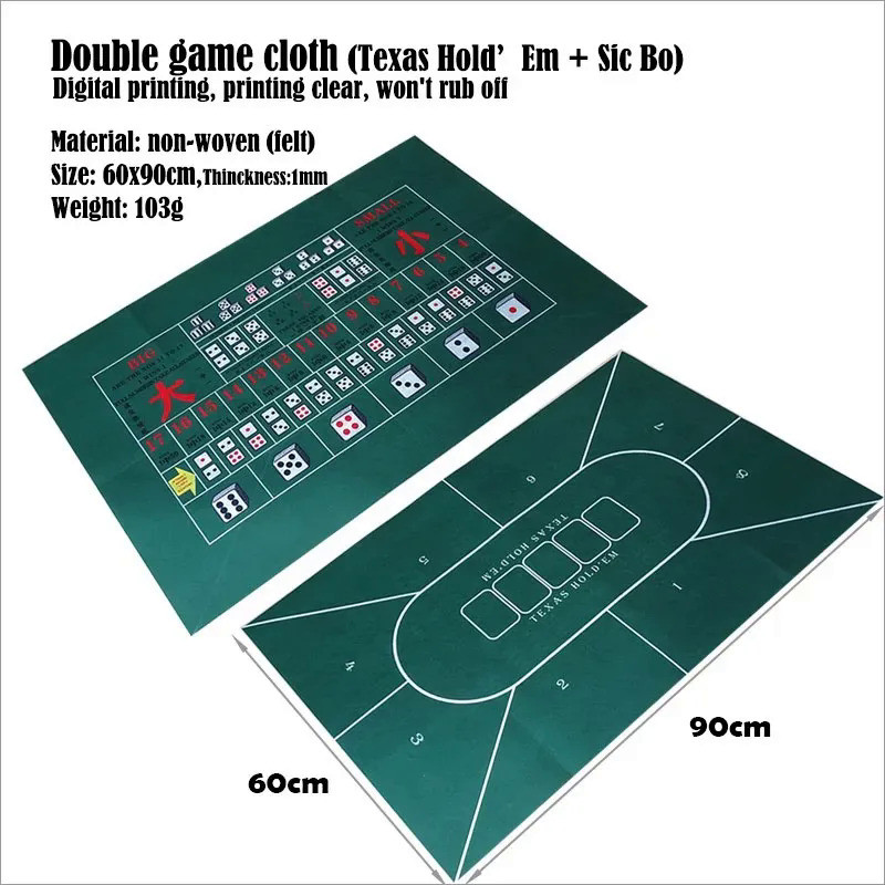 Double Sided Game ClothTexas Hold'em Sic Bo Mat Game Tablecloth 60x90cm Casino Non-woven Card Tablec