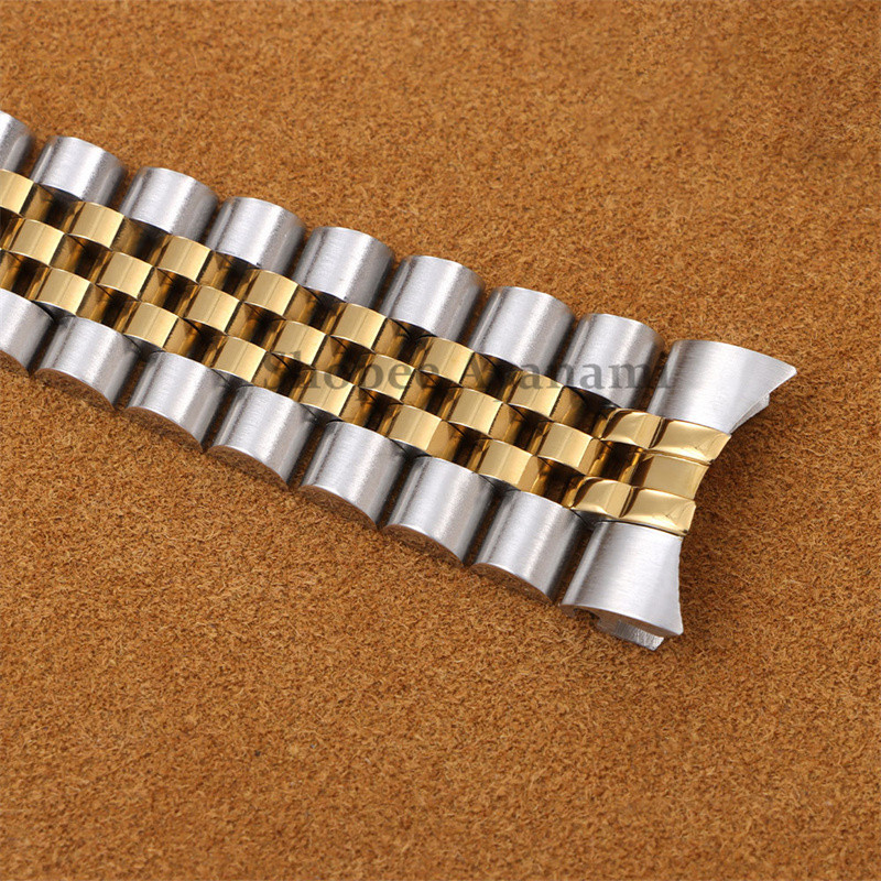 สายรัดนาฬิกาสแตนเลสที่แข็งหรูสำหรับ Rolex แทน Wawtch Band Jubilee โค้งข้อมือโลหะปลาย 13mm 17mm 20mm 21mm - รูปที่ 3