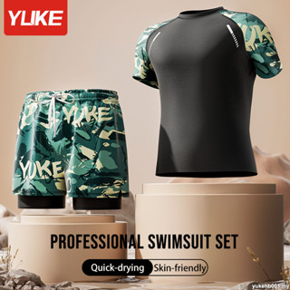ชุดว่ายน้ำและกางเกงว่ายน้ำผู้ชาย YUKE ชุดสองชิ้นชุดว่ายน้ำป้…