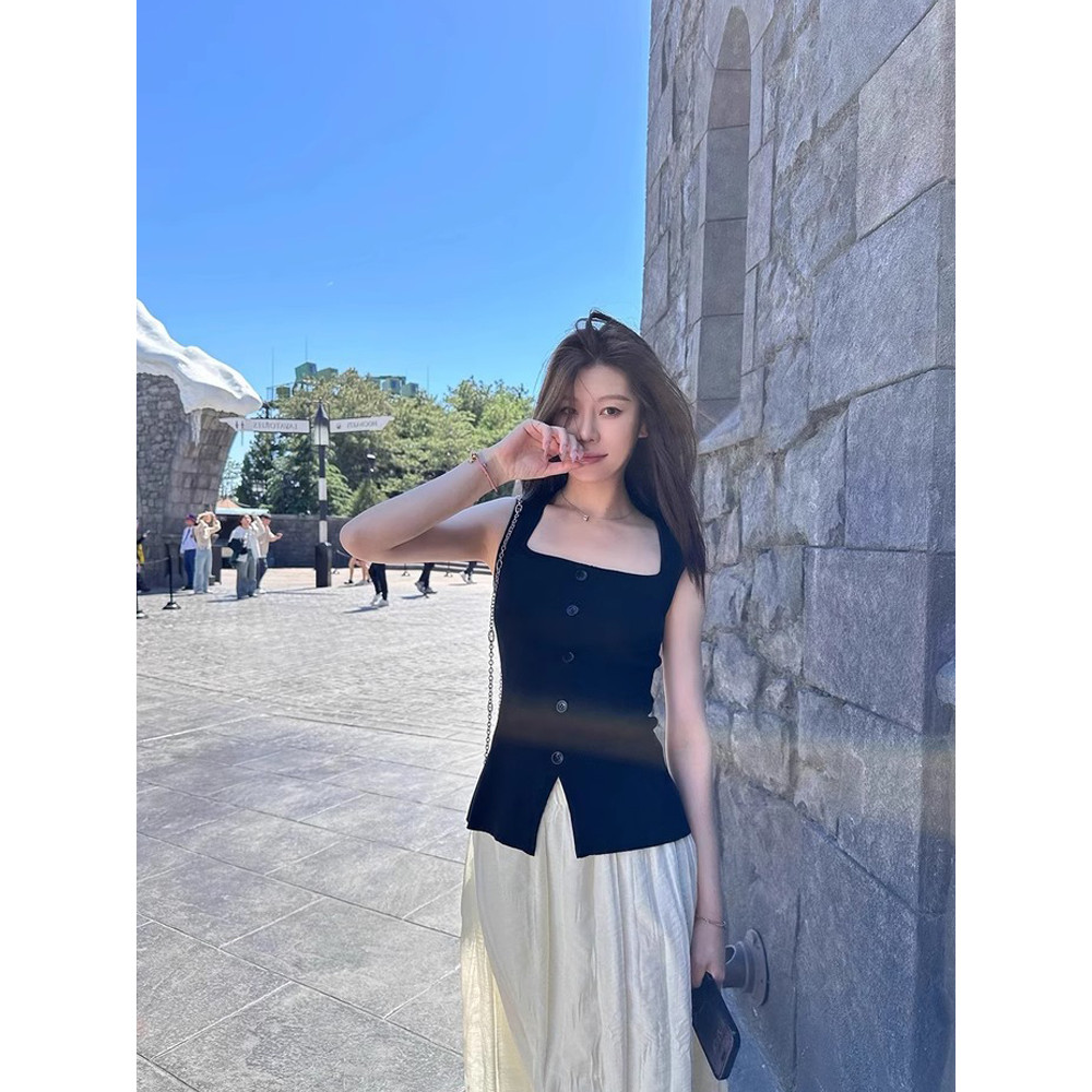 NZN สุภาพสตรีฤดูร้อน Tencel เสื้อกั๊กแขนกุดสายเดี่ยวทรงสลิมฟิต