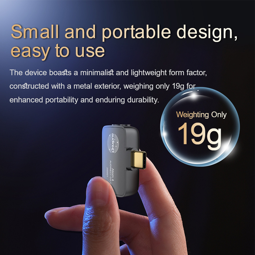 Audirect Atom4 แบบพกพา USB DAC ถอดรหัส USB C เครื่องขยายเสียงหูฟังโทรศัพท์มือถือ Dongle TYPE C AMP Atom 4