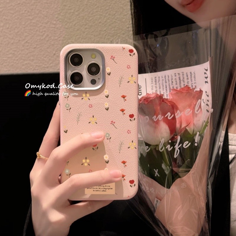SAMSUNG ปลอกสําหรับsamsung A11 A12 A13 A14 A15 A22 A32 A52 A72 A23 A33 A53 A73 A24 A34 A54 A30 คู่เคสโทรศัพท์INSดอกไม้สีชมพูAnti Dropฝาครอบหนังป้องกัน