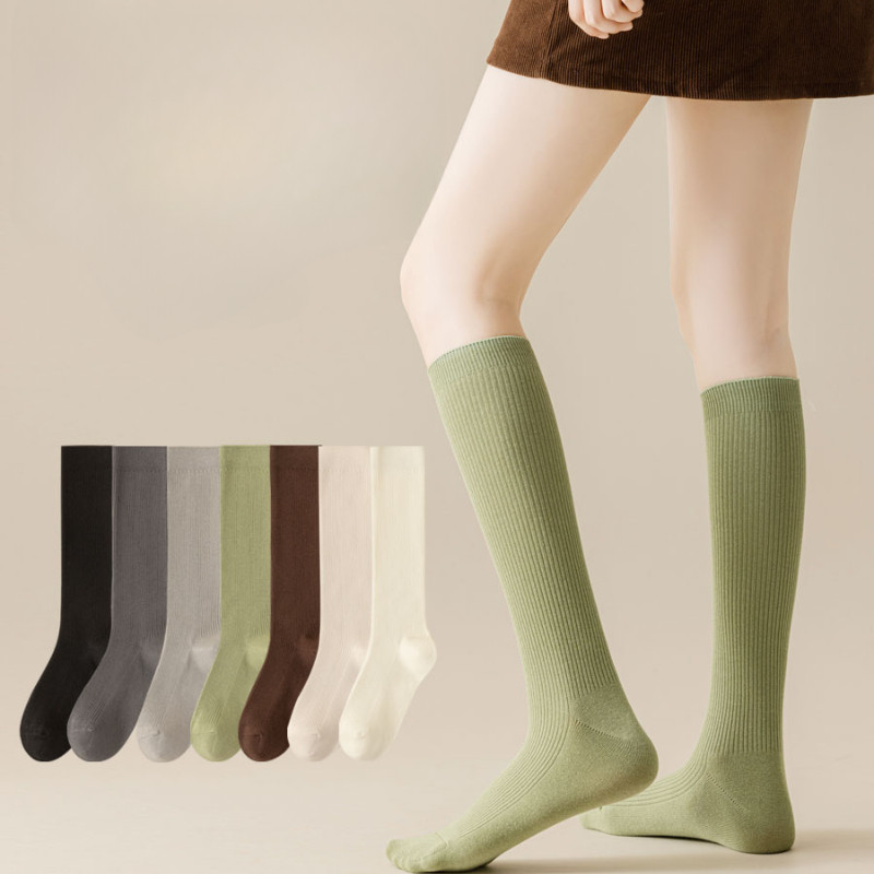 เจเค ระบายอากาศแนวตั้งลายถุงเท้าผู้หญิงฤดูใบไม้ผลิและฤดูใบไม้ร่วงถุงเท้ายาวบริสุทธิ์บางสไตล์ญี่ปุ่นสลิมมิ่งถุงเท้าหลอดกลาง