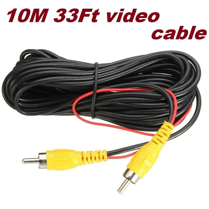 สายเคเบิลต่อขยาย RCA วิดีโอรถยนต์ 10 เมตร สําหรับกล้องมองหลัง HD สํารอง และสายไฟตรวจจับ