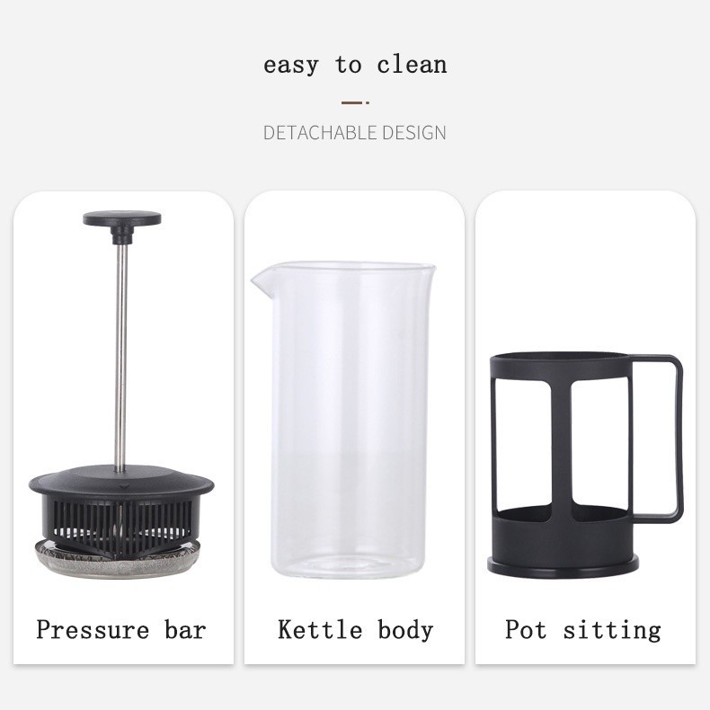 เหยือกชงกาแฟสด เครื่องชงกาแฟ French Press ใช้ได้กับกาแฟ และชา สำหรับเมล็ดคั่วแบบหยาบ Tham coffee - รูปที่ 4