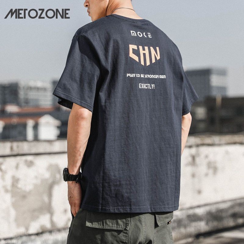 Metozone ใหม่ เสื้อยืดแขนสั้น ทรงหลวม สไตล์วินเทจ แฟชั่นฤดูร้อน สําหรับผู้ชาย