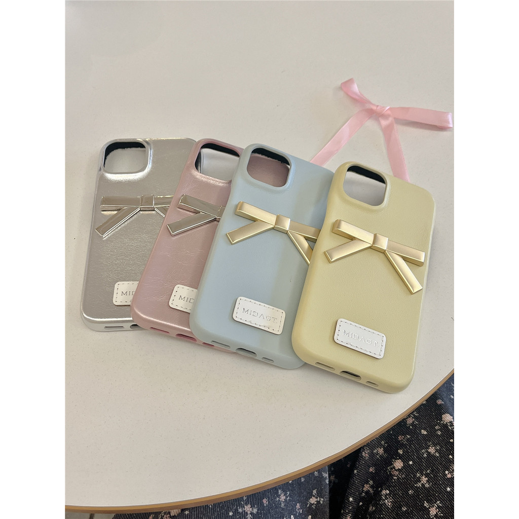Aesthetics เคสโทรศัพท์มือถือหนังแข็ง ประดับโบว์ 3D หรูหรา สําหรับ Iphone 15 14 13 12 11 15 Pro Max 13promax
