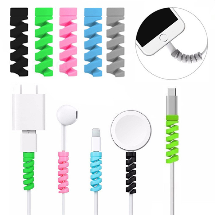 4Pcs จัดส่งจากประเทศไทย ตัวถนอมสายชาร์จ ป้องกันสายขาดหรือหัก ตัวม้วนเก็บสายแบบเกลียว