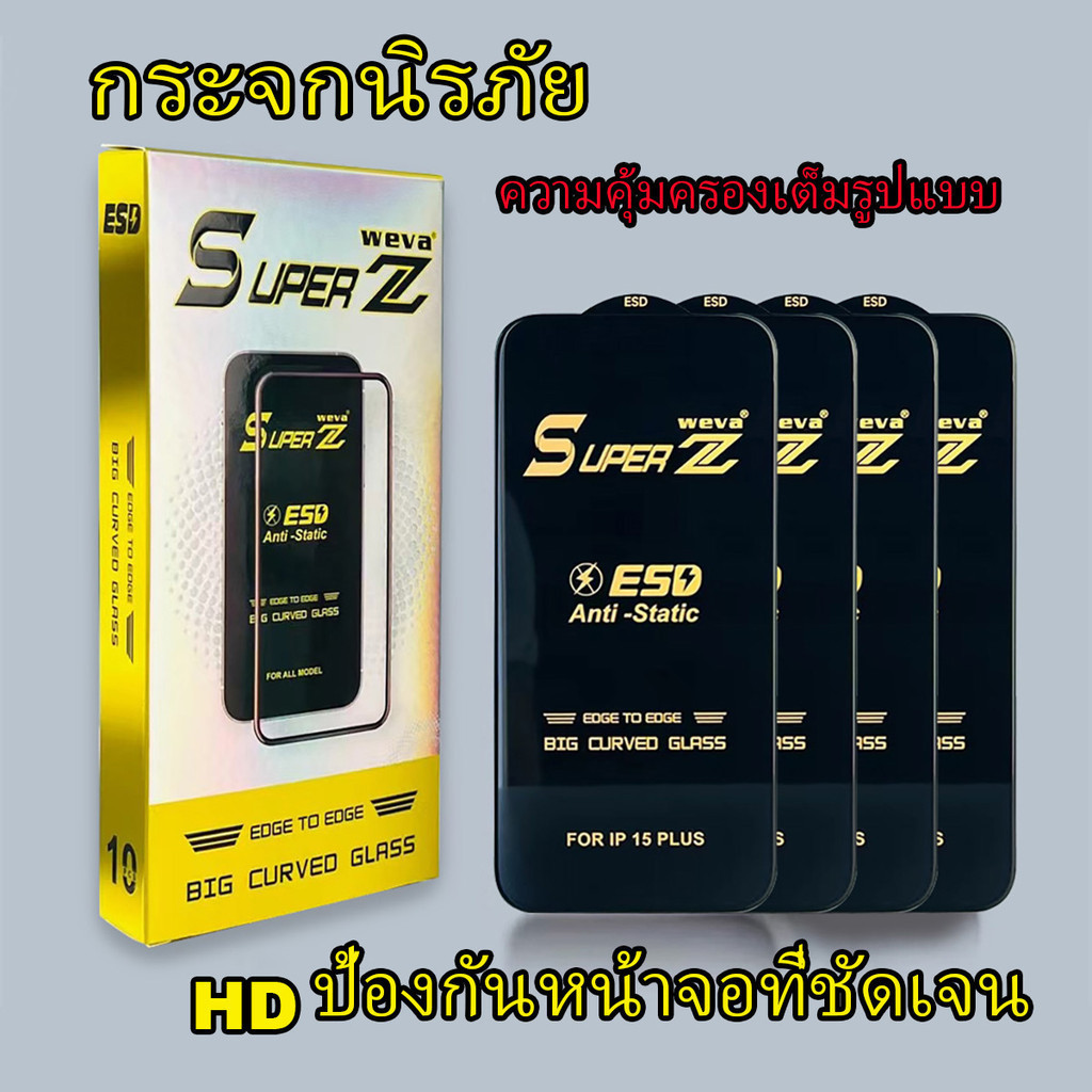 ฟิล์มกระจกฟิล์มกระจกเต็มจอฟิล์มป้องกันไฟฟ้าสถิตกันน้ำกันฝุ่น For IPhone 11 15 14 13 12 Pro Max 6 7 8 Plus XS X XR 13Mini