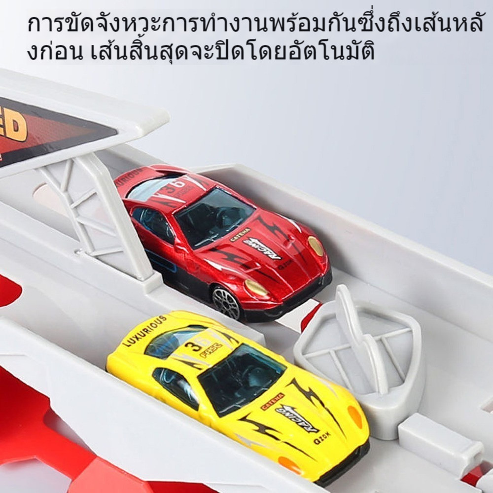 🚚รถของเล่น ดับเพลิง ของเล่นเด็กรถบรรทุกตู้คอนเทนเนอร์ขนาดใหญ่ แถมโมเดลรถอัลลอยด์8คัน สำหรับของขวัญเด็ก Transporter - รูปที่ 3