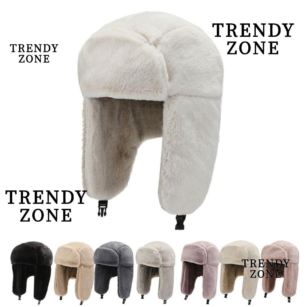Trendyzone หมวกบอมเบอร์ แบบหนา ผ้ากํามะหยี่ขนนิ่ม แฟชั่นฤดูหนาว