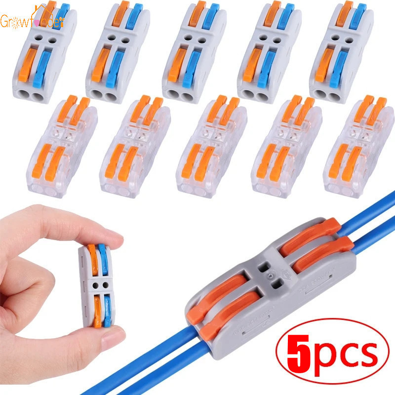 ขั้วต่อเชื่อมสายไฟ แบบกดเข้า เชื่อมต่อแผงวงจร 5 ชิ้น