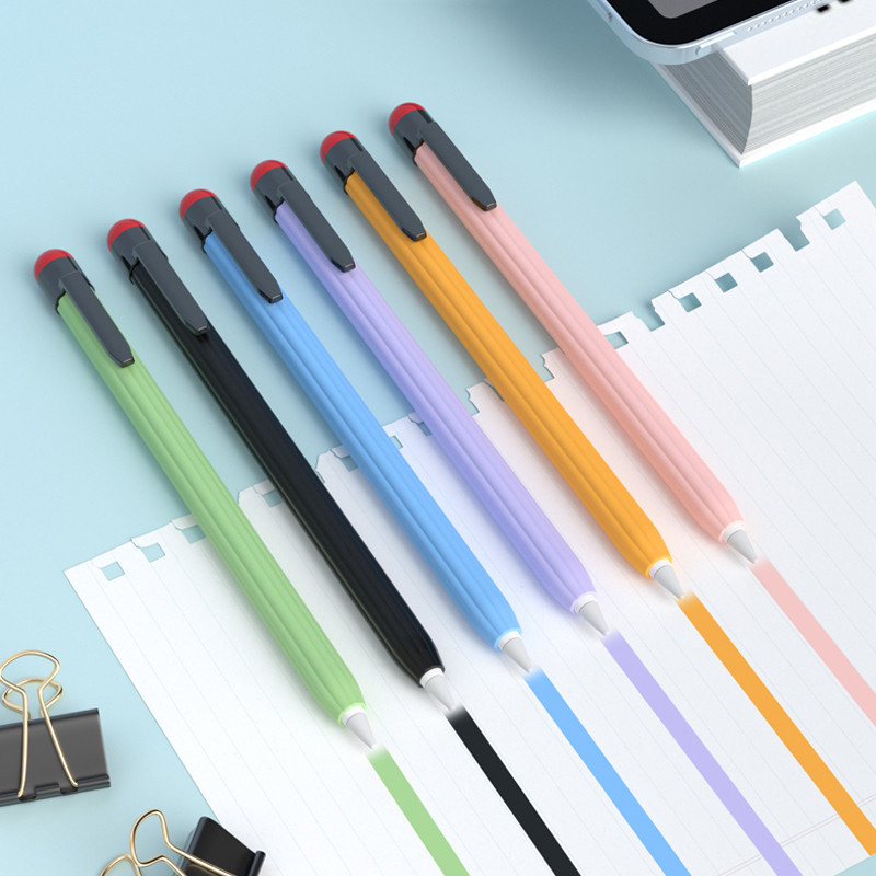 ฝาครอบบางเฉียบสําหรับ Apple Pencil Pro 2 gen Liquid ซิลิโคนปากกาคลิปผู ้ ถือลายลื ่ นทน Candy สีป ้ องกันกรณี