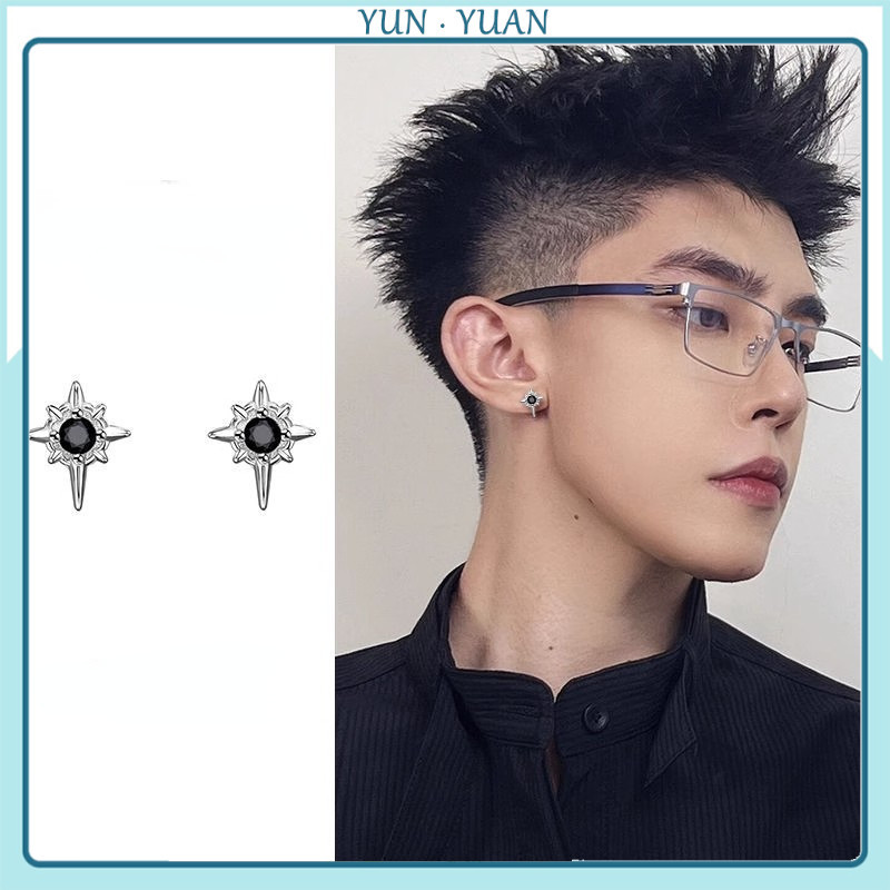 [YUNYUAN] ต่างหูแม่เหล็ก เพทาย ป๊อป เจาะหู ไม่เจ็บหู Unisex