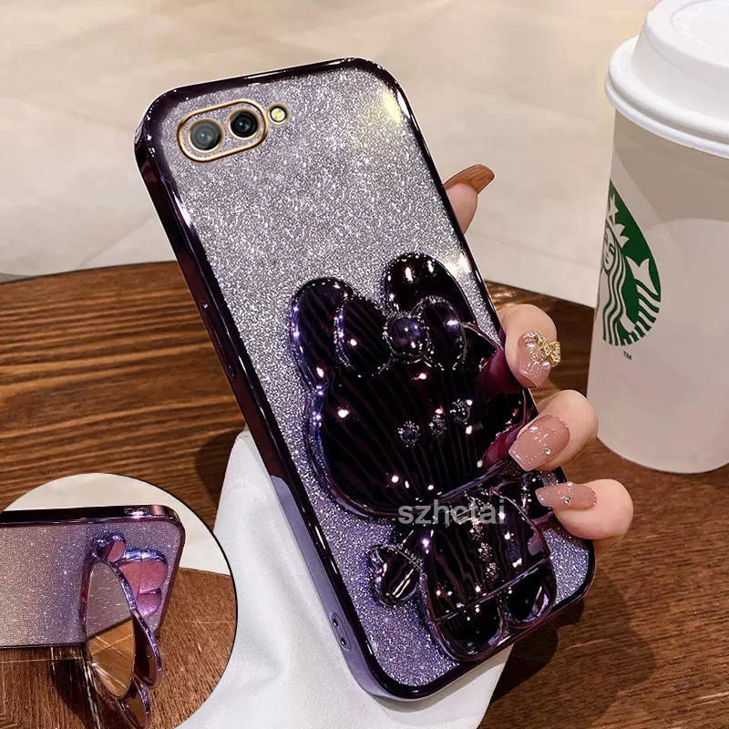 เคส oppo a3s a12e a1k กลิตเตอร์ วิบวับ ชุบไฟฟ้า ขอบตรง แมวน่ารัก ขาตั้ง เคสโทรศัพท์ เลนส์เต็มรูปแบบ เคสนิ่ม oppo a3s a12e a1k
