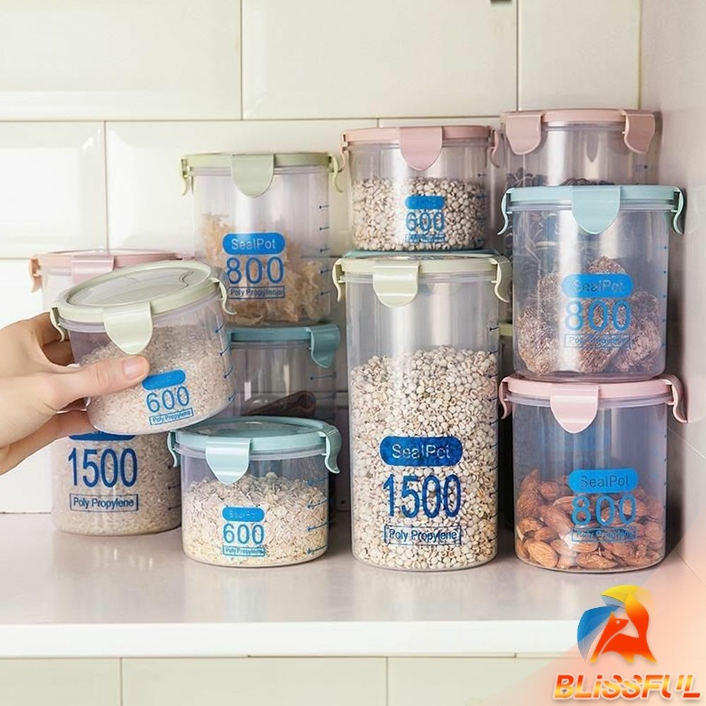 B.F ปิดผนึกถังเก็บอาหารกันความชื้น กระปุกเก็บอาหาร กล่องใส่อาหาร กล่องเก็บอาหาร สามารถวางซ้อนกันได้ Food storage tank