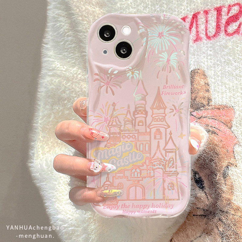 【ส่งจากไทย】จัดส่งภายใน 3 วัน ดอกไม้ไฟปราสาทข้อความ เคสไอโฟน11 เคส For iPhone 11 12 13 14 15 Pro Max 7 8 Plus SE Case