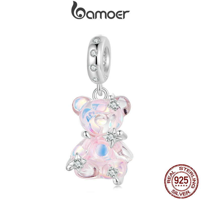 Bamoer จี้เงินสเตอร์ลิง 925 รูปหมีดรีมมี่ สีเงิน อุปกรณ์เสริม สําหรับสร้อยข้อมือ