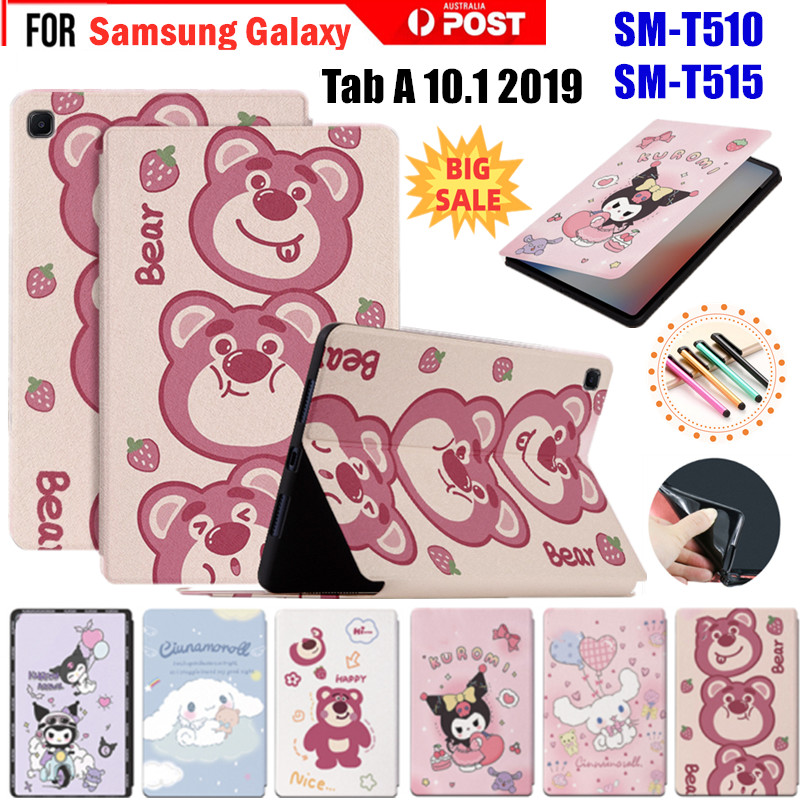 เคสหนัง กันกระแทก ลายการ์ตูนคุโรมิน่ารัก พร้อมขาตั้ง สําหรับ Samsung Galaxy Tab A 10.1 2019 SM-T510 SM-T515