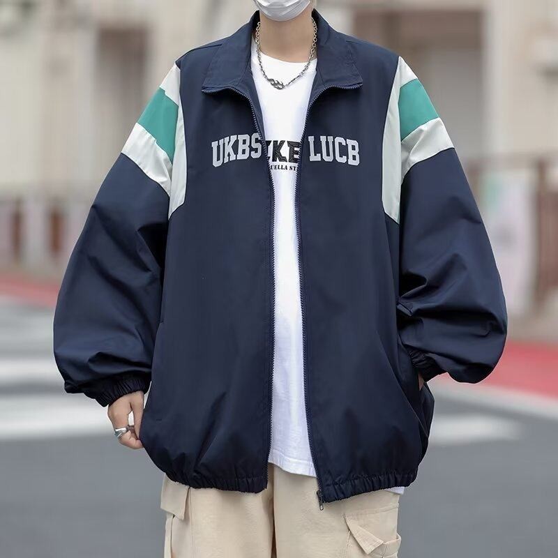 MNO.9 Jacket JK637 แจ็คเก็ต เสื้อผ้าร่ม 2 ชั้น งานสกรีนลาย แถบแขนข้าง เสื้อคลุมชาย เสื้อกันแดด