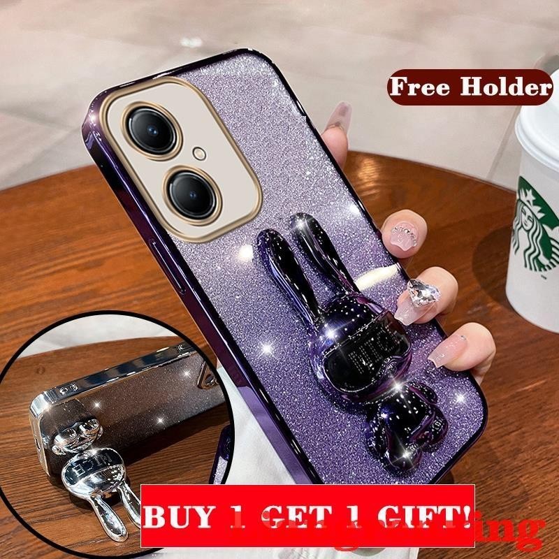 เคสโทรศัพท์มือถือ ซิลิโคนนิ่ม กันกระแทก ลายการ์ตูนกระต่าย พร้อมที่ตั้งวาง สําหรับ OPPO reno 11F 5g 2024 reno11 f reno11f reno 11 f 5g reno 11 pro 5g SFNCZJ01