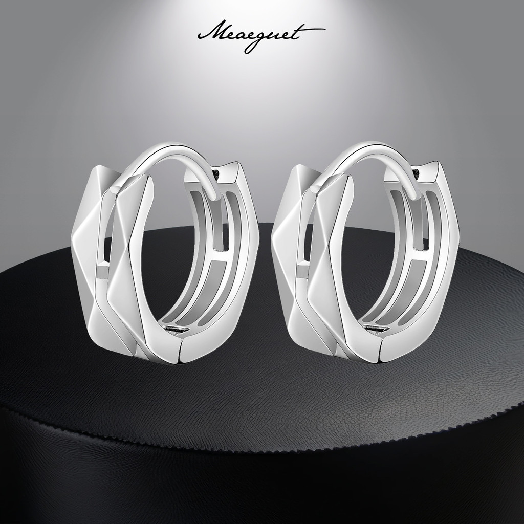 Meaeguet ต่างหูห่วง สเตนเลส ขนาดเล็ก ฮักกี้ ต่างหูสตั๊ด สําหรับผู้ชาย ผู้หญิง สีเงิน สีดํา เครื่องประดับฮิปฮอป