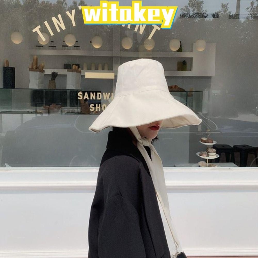Witakey หมวกบักเก็ต ปีกกว้าง พับได้ คุณภาพสูง ระบายอากาศ แบบพกพา กลางแจ้ง หมวกปานามา
