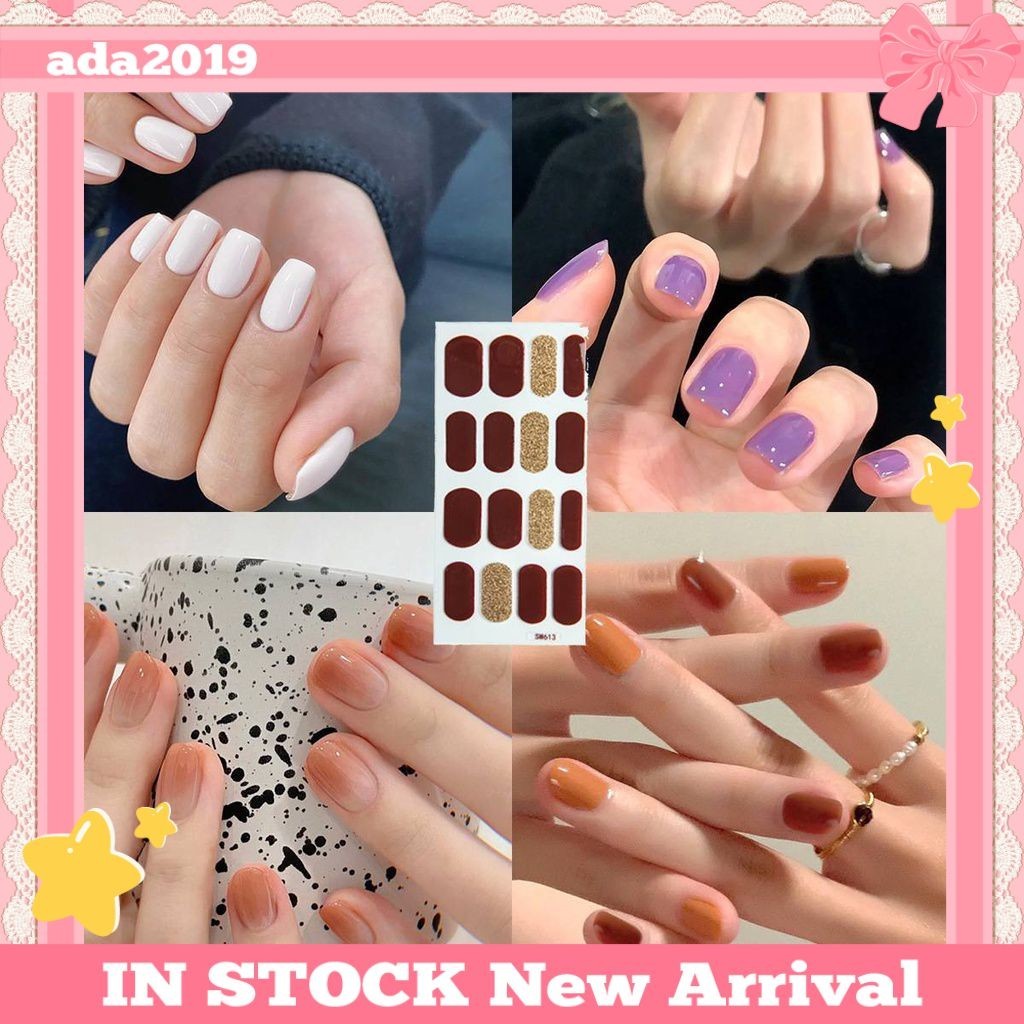 สติกเกอร์ติดเล็บเจล กึ่งบ่ม สีพื้น กึ่งบ่ม เล็บเจล สติกเกอร์เล็บยูวี ติดทนนาน คลุมเล็บเต็มรูปแบบ สติกเกอร์ UV โคมไฟจําเป็น