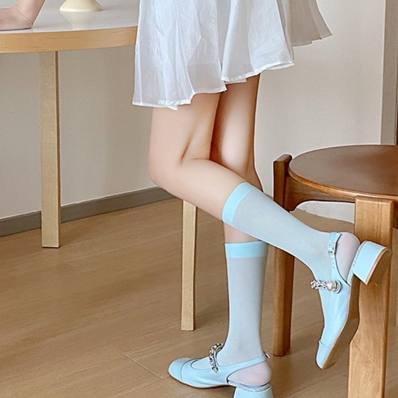 ยา ผู้หญิงสาวญี่ปุ่นหวาน เจเค นักเรียนสีทึบลูกอมสีลูกวัวถุงเท้าฤดูร้อนระบายอากาศผ้าไหมน้ําแข็งบางถุงเท้าหลอดกลาง ราคา ถูกที่สุด ดีลบีเคเค แกลเลอรีภาพที่ 3