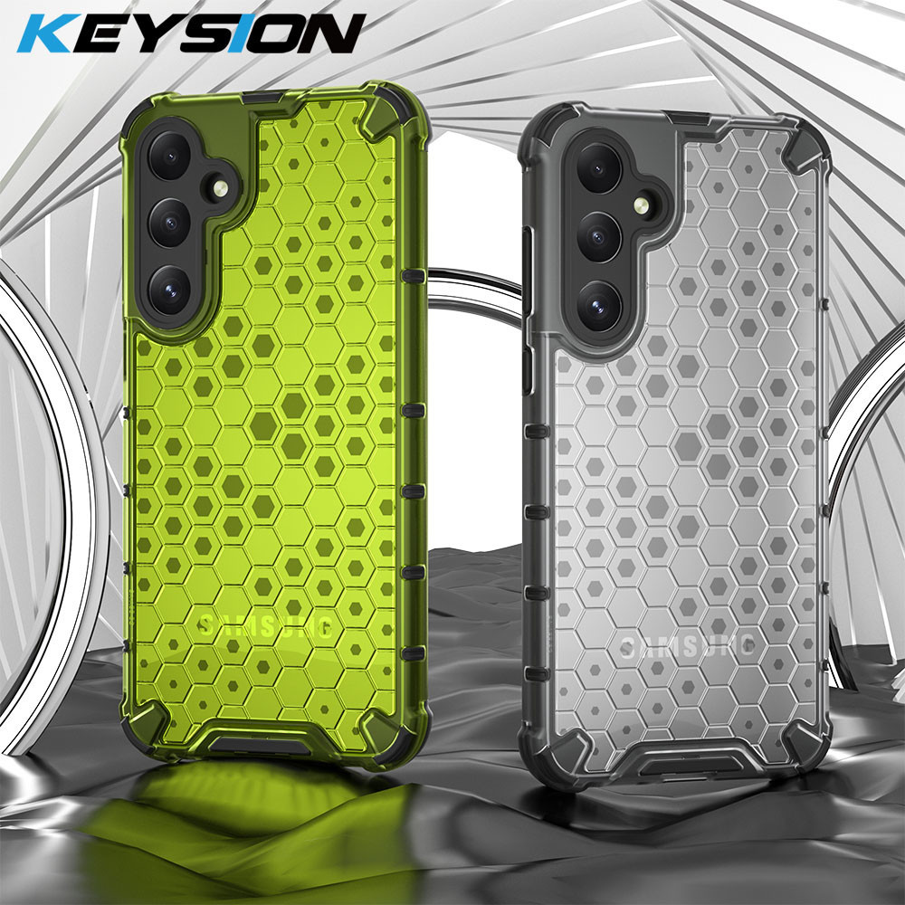 Keysion เคสโทรศัพท์มือถือ ซิลิโคน PC ใส กันกระแทก ลายรังผึ้ง สําหรับ Samsung A55 5G A35 A25 A15 A05 Galaxy A05S