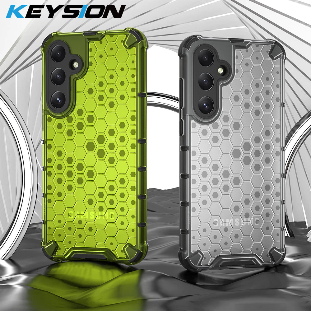 Keysion เคสโทรศัพท์มือถือ ซิลิโคน PC ใส กันกระแทก ลายรังผึ้ง สําหรับ Samsung A55 5G A35 A25 A15 A05 Galaxy A05S