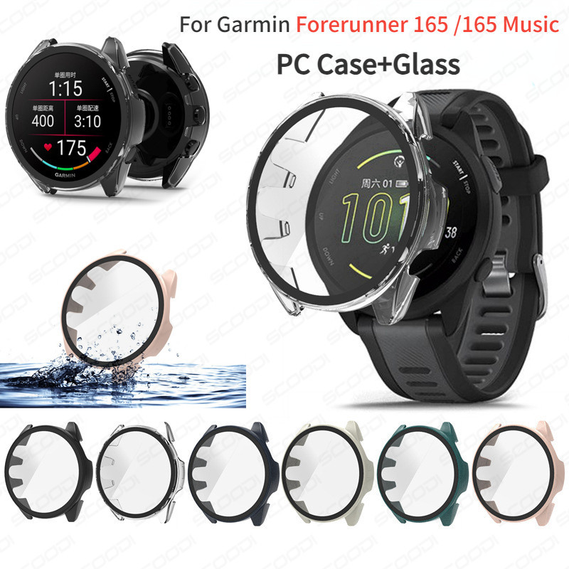 ฝาครอบพีซี + กระจกนิรภัย สําหรับ For Garmin Forerunner 165 / 165 Music เคสป้องกันหน้าจอสมาร์ทวอทช์