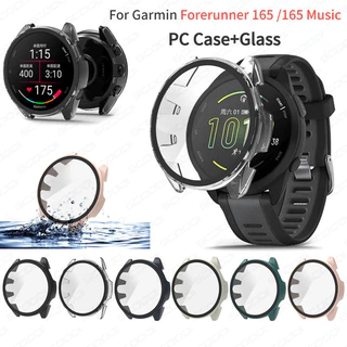 ฝาครอบพีซี + กระจกนิรภัย สําหรับ For Garmin Forerunner 165 / 165 Music เคสป้องกันหน้าจอสมาร์ทวอทช์