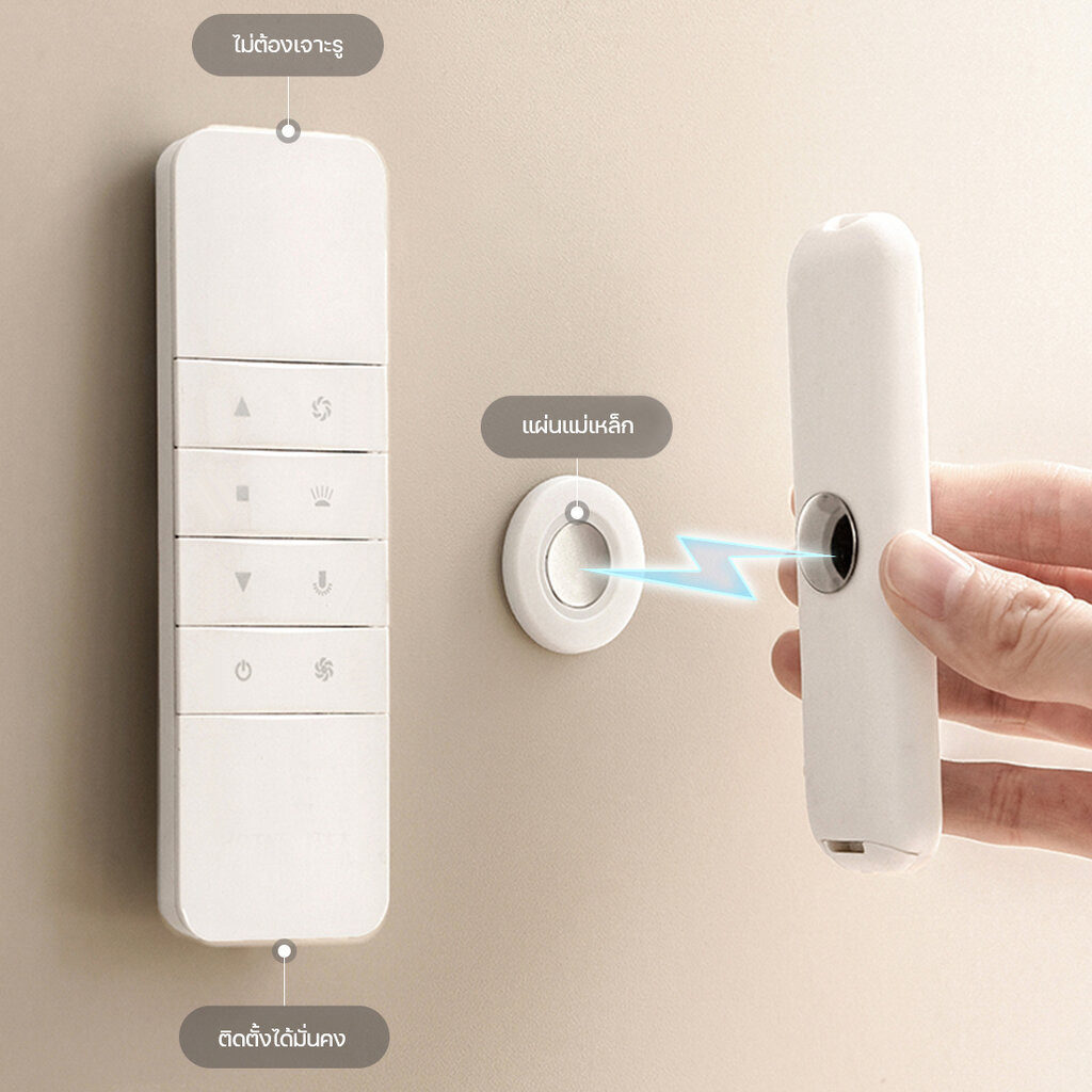 Omocha - (3 คู่) Remote control magnetic hook แผ่นแม่เหล็กกลมจัดระเบียบรีโมทติดผนัง ที่ติดรีโมท