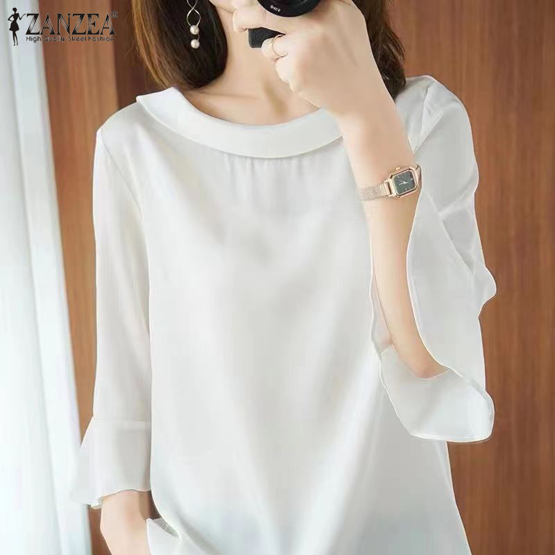 Zanzea เสื้อเบลาส์ลําลอง แขน 3/4 ทรงหลวม สไตล์เกาหลี สําหรับผู้หญิง — صورة 4