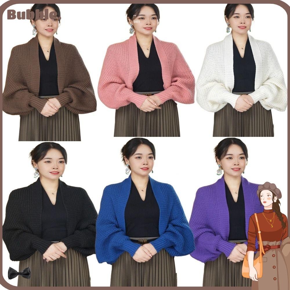 Bubble ผ้าคลุมไหล่ ผ้าพันคอ แขนยาว ผ้าถัก ให้ความอบอุ่น แฟชั่นฤดูใบไม้ร่วง ฤดูหนาว สําหรับผู้หญิง เจ้าสาว