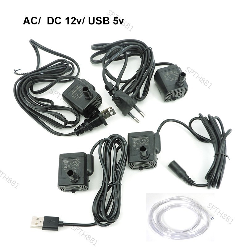 เครื่องปั๊มน้ําพุไร้แปรงถ่าน AC DC USB 5V 12V 5W-10W 200-400L/H เสียงเงียบมาก 5 แบบ สําหรับตู้ปลา TH