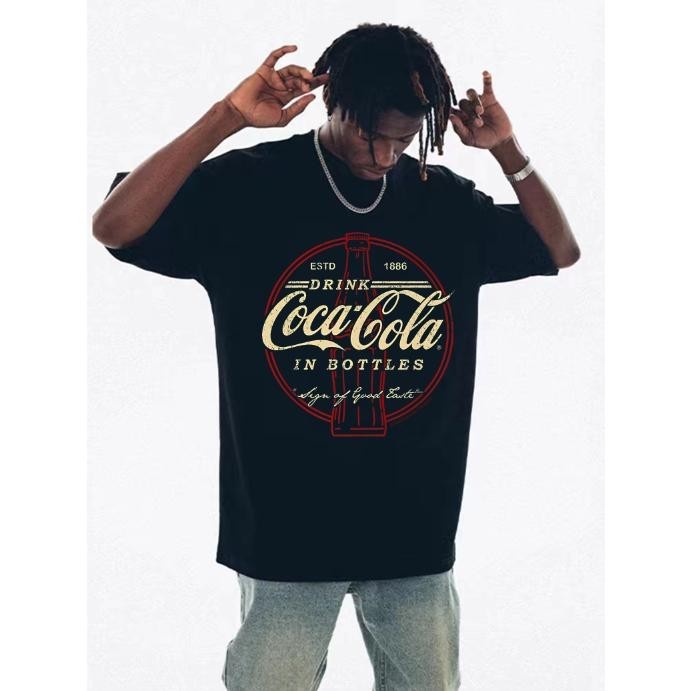 【New】เสื้อยืดแขนสั้น ผ้าฝ้ายแท้ พิมพ์ลาย Cola Coca Cola Pepsi Cola Qixi Fanta Sprite KFC