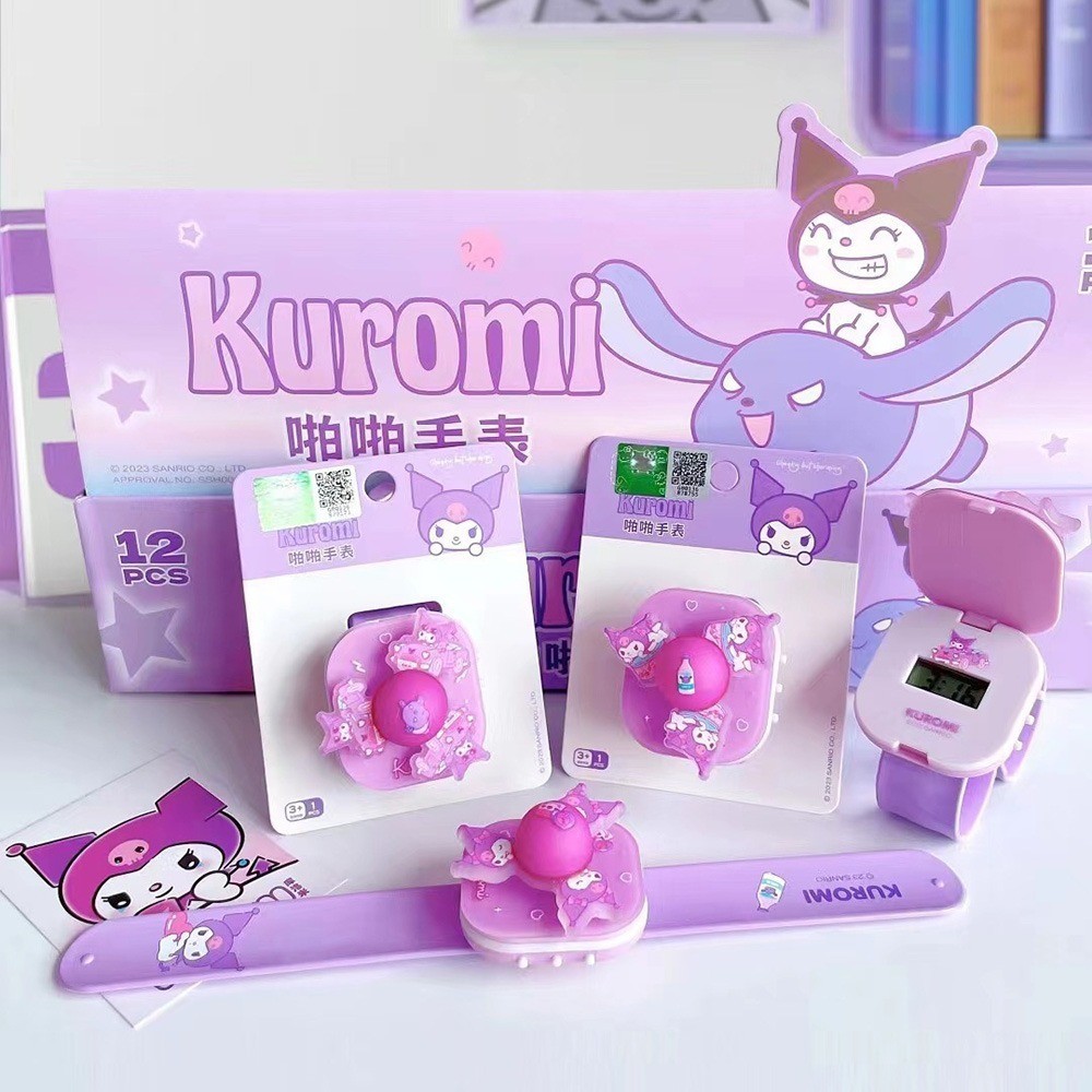 Sanrio Kuromi นาฬิกาสําหรับเด ็ กจอแสดงผลดิจิตอลนาฬิกาอิเล ็ กทรอนิกส ์ Girls Melody/Cinnamoroll หมุน Dial Luminous Projection นาฬิกาสําหรับของขวัญเด ็ ก