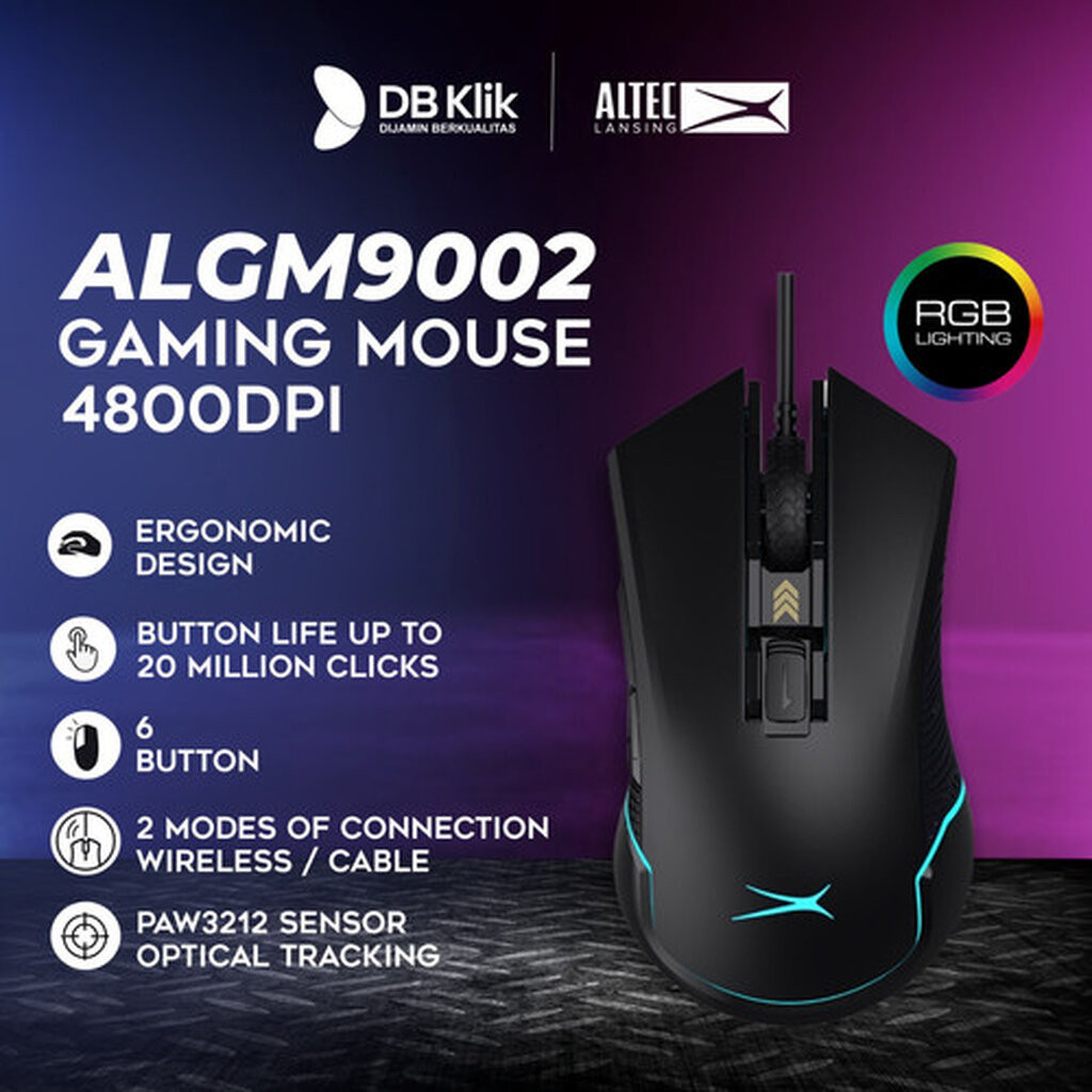 Mouse Gaming ALTEC LANSING ALGM-9002 Wireless &amp; Wired 4800DPI-ALGM9002