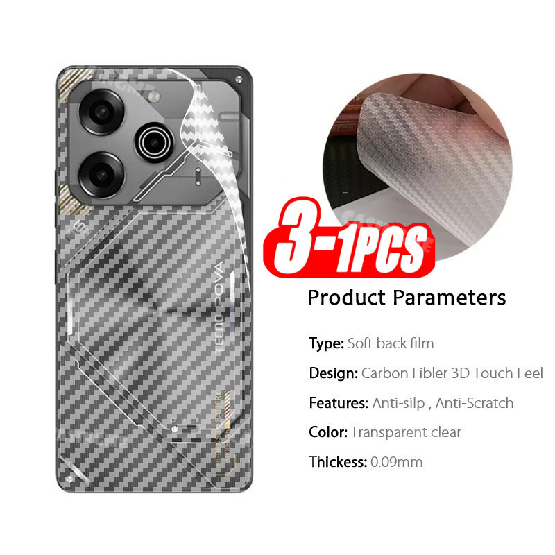 ฟิล์มสติกเกอร์คาร์บอนไฟเบอร์ กันรอยขีดข่วน 3D สําหรับ Tecno Pova6Pro 6Pro Pova 6 5 Pro Pova6Pro 5G 4