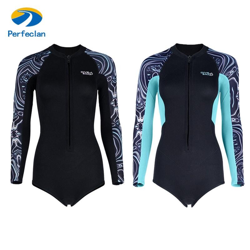 Perfeclan ผู้หญิง Shorty Wetsuit Neoprene ชุดว่ายน้ํากันน้ําด้านหน้าแห้ง