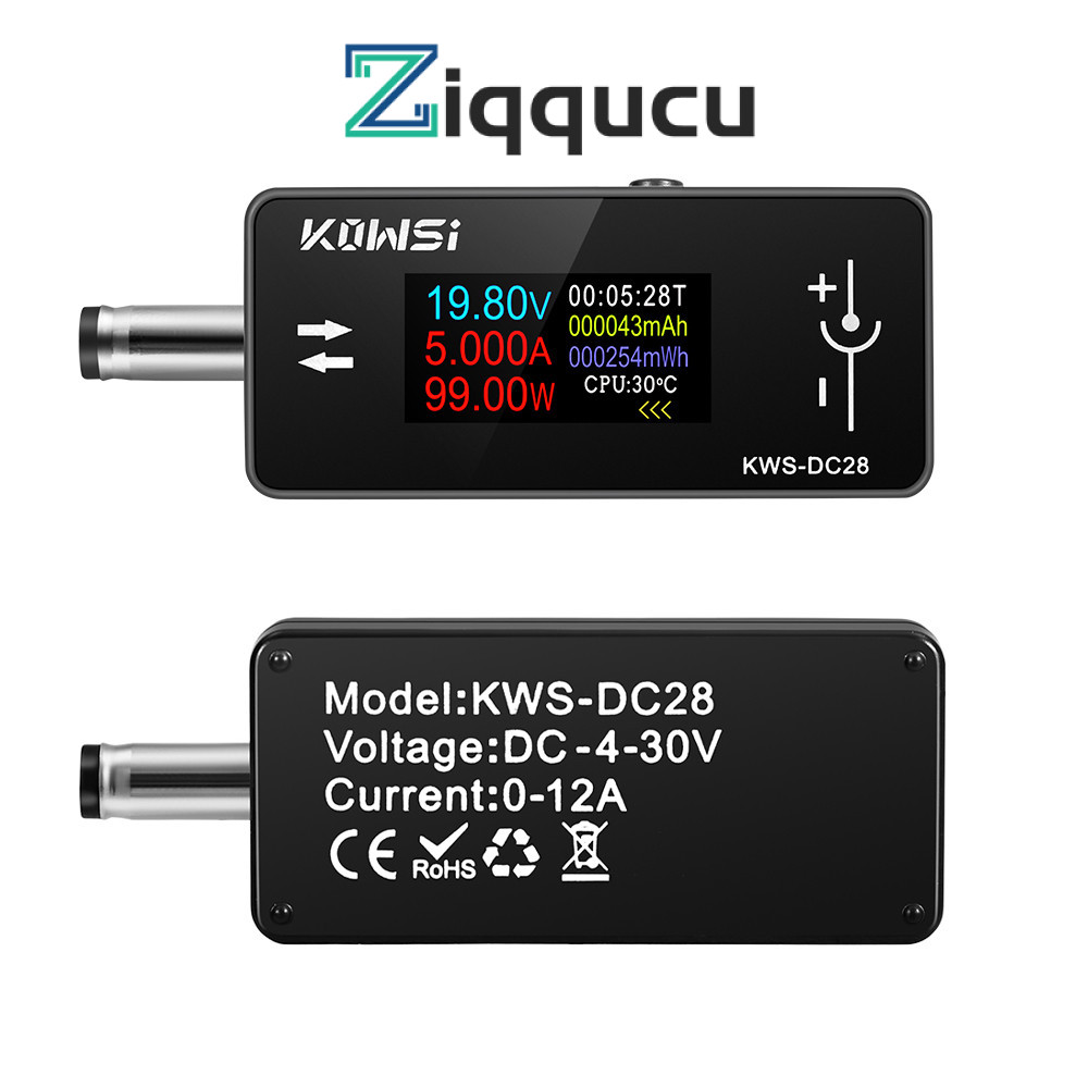 Ziqqucu KWS-DC28 0.96 นิ้ว TFT HD จอแสดงผล DC 5.5*2.5 เครื่องทดสอบอินเทอร์เฟซแรงดันไฟฟ้าและกระแสเมตร