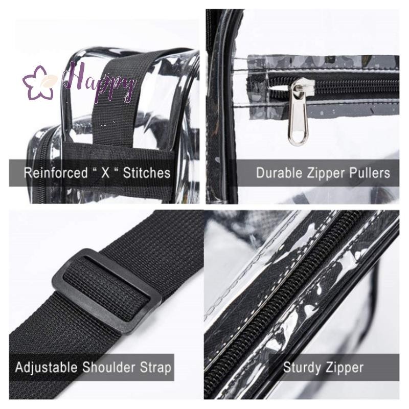<Happybay> โปร่งใส PVC ไหล่ Crossbody กระเป๋าขนาดใหญ่ความจุกระเป๋าใสกระเป๋าเดินทาง Messenger กระเป๋ากันน้ําลดราคา